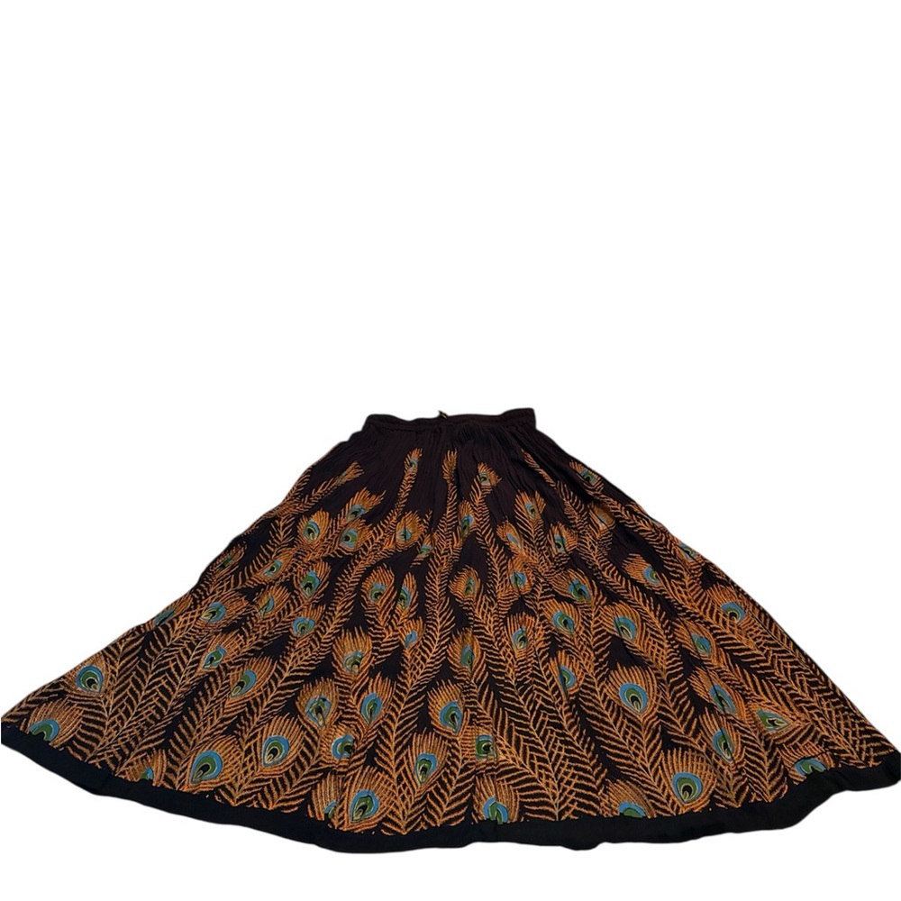 Belma. New York Elegant Black and Gold Peacock Feather Skirt